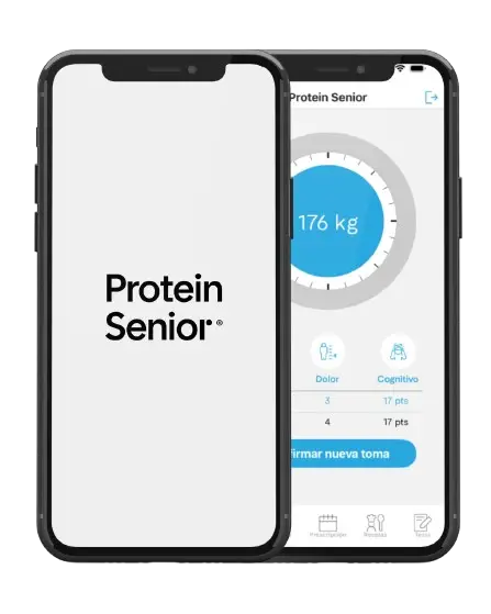 Maqueta de Protein Senior app en móvil